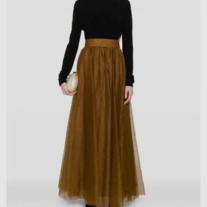 Zimmermann Brown Layered Tulle Maxi Skirt